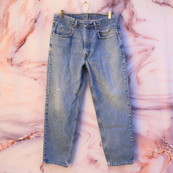 Vintage 90s High Rise Distressed Mom Jeans Sz 34 - Picture 1 of 9